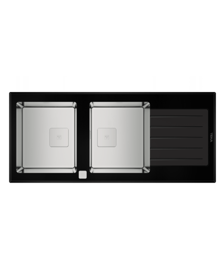 Teka MAESTRO Diamond RS15 2B 1D AUTO Inset PureLine Glass sink with two bowls and one drainer