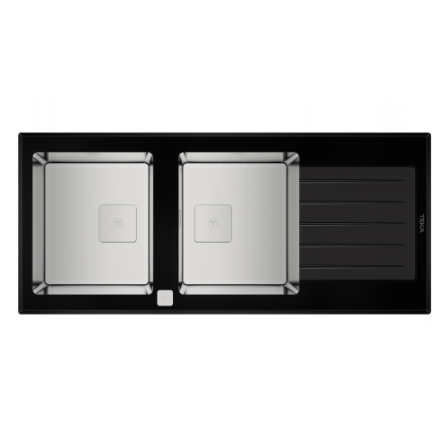 Teka MAESTRO Diamond RS15 2B 1D AUTO Inset PureLine Glass sink with two bowls and one drainer