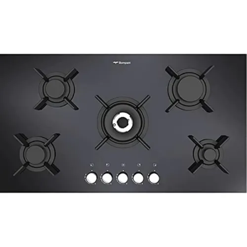 Bompani Gas Hobs Glass 90 Cm 5 Gas Burners Auto Ignition Cast Iron Grids