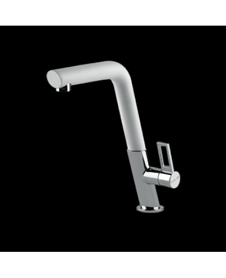 FOSTER KE White Single Lever Kitchen Mixer Tap with Rotating Barrel