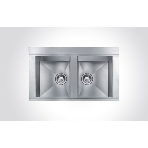 CM ANTHEA RADIUS Built-In Double Bowl Sink Satin Finish F3 86 X 51 cm