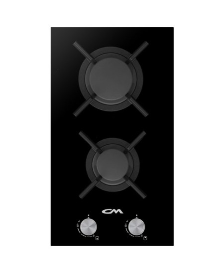 CM CYRSTAL 30 Black Glass Gas Domino Hob 30cm