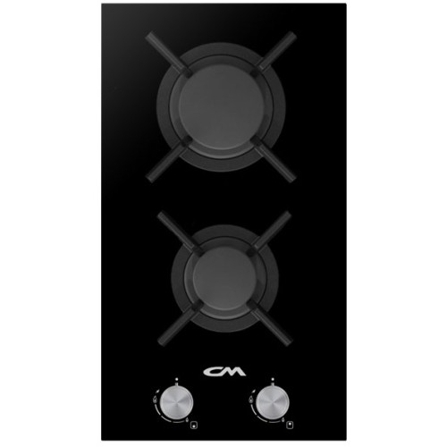 CM CYRSTAL 30 Black Glass Gas Domino Hob 30cm