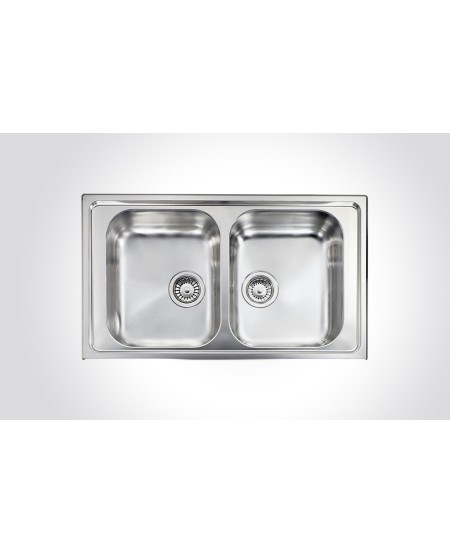 CM COMETA Double Bowl Sink Satin Finish F3 86 X 50 cm