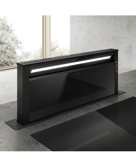 Elica Get Up Black Glass Down Draft Hoods 90cm