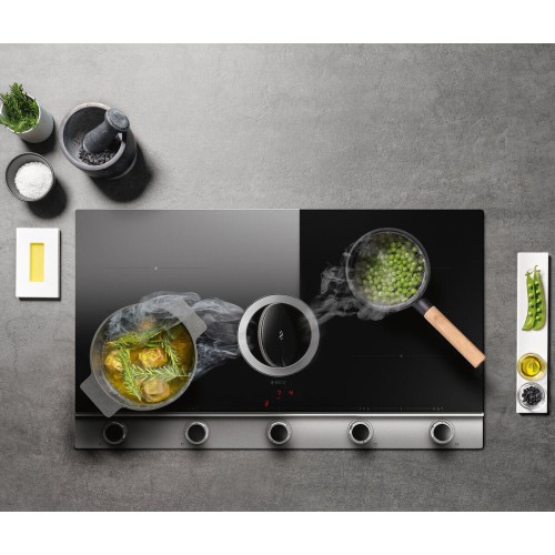 Elica Nikolatesla Unplugged Hood And Cooktop, 90cm – Black And Stainless Steel